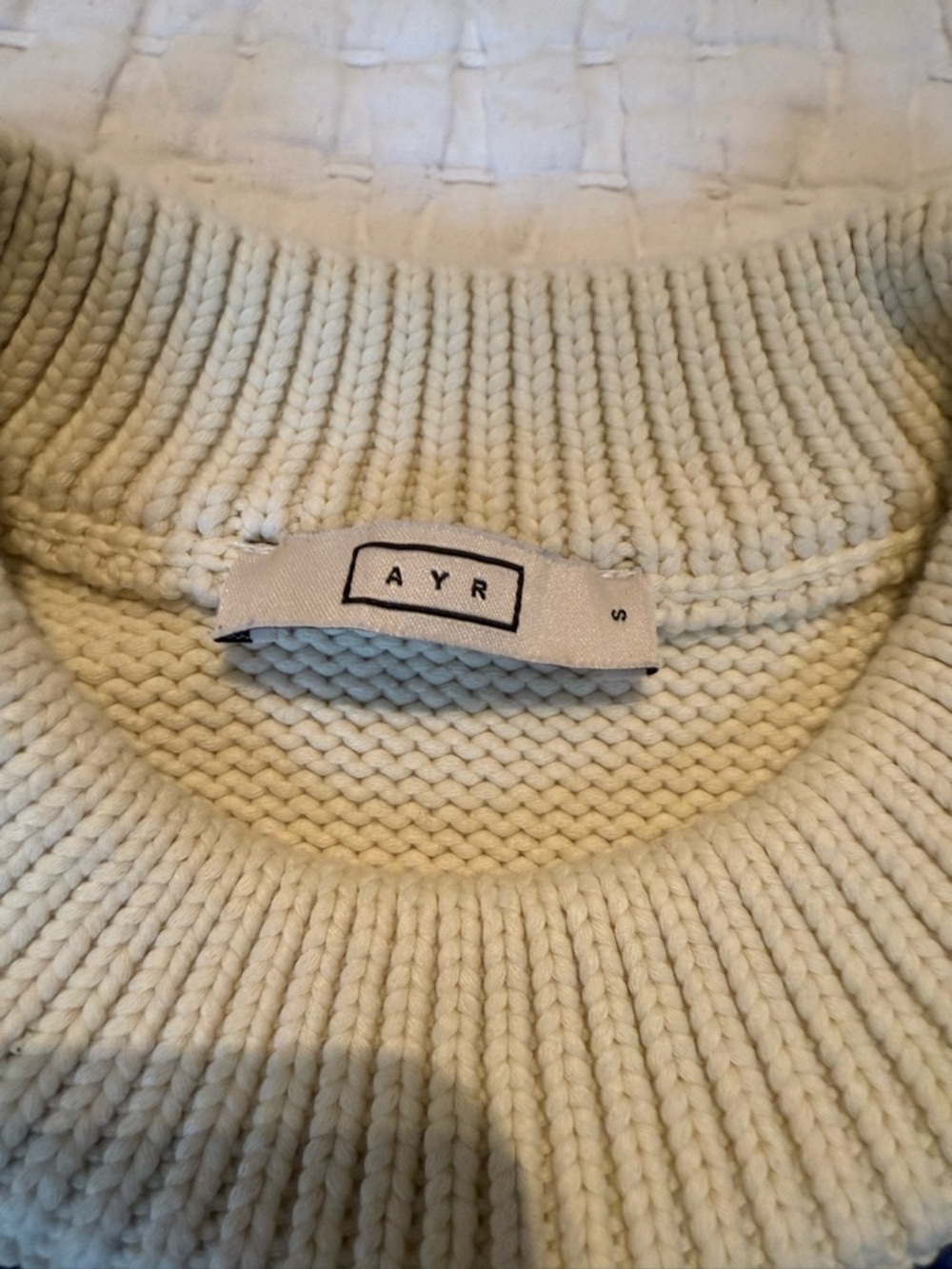 AYR The Kickback Blue and Cream Striped Crewneck Sweater - Picture 5 of 6
